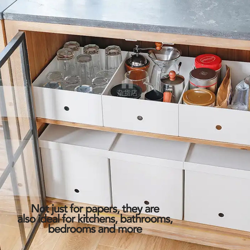 Shimoyama Matte White Minimalist Document Organiser Box