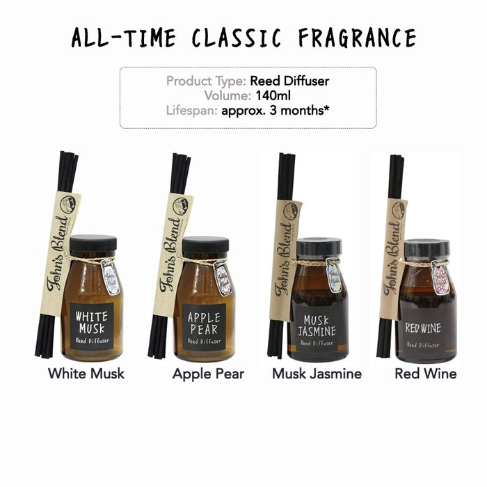 John's Blend Reed Diffuser White Musk & Assorted Scents