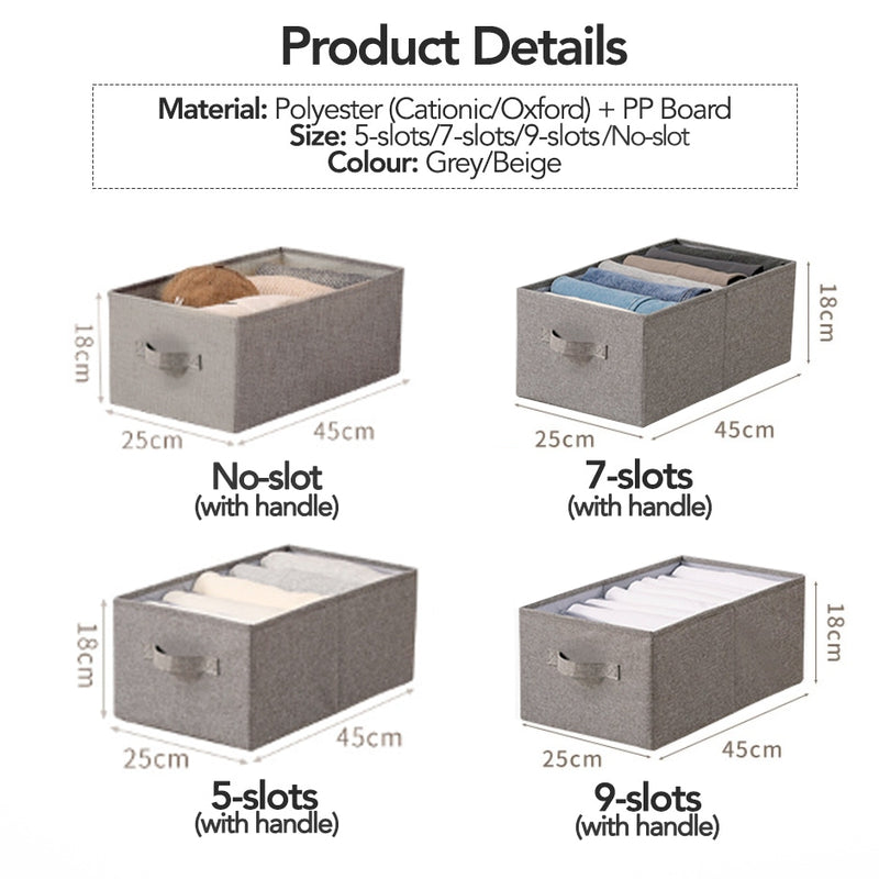 Fabric Clothes Storage Bin with Mesh Dividers