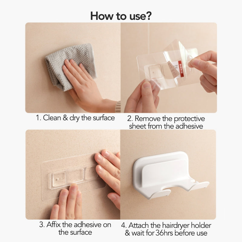 No-drill Hairdryer Holder