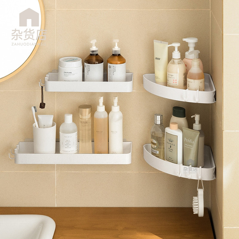No-drill Bathroom Toiletries Rack with Hooks