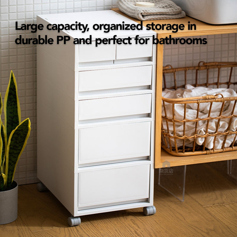 Shimoyama Matte White Minimalist Tiered Pedestal Drawer