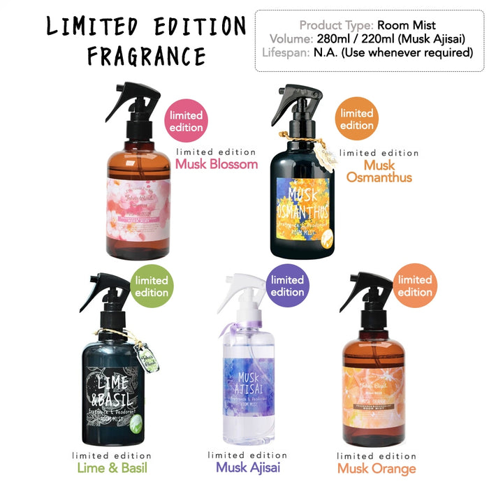 John's Blend Fragrance Room Mist & Deodoriser White Musk & Assorted Scents