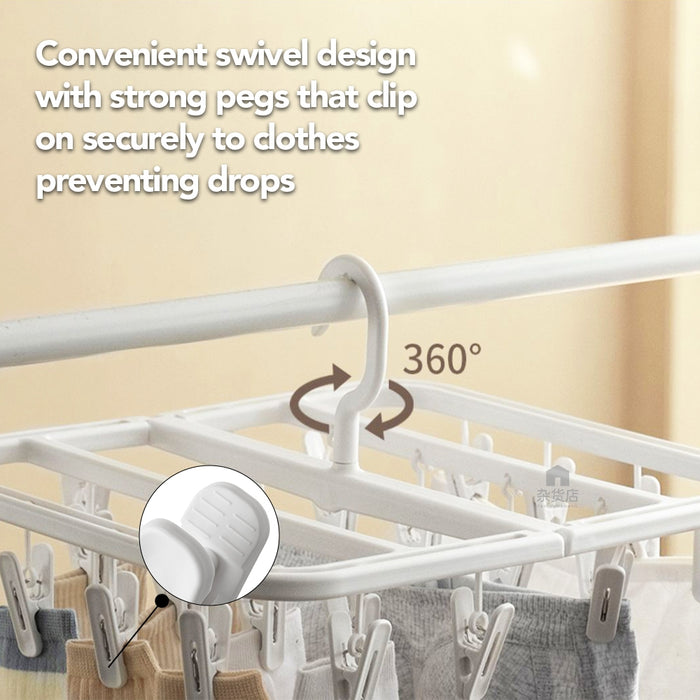 Extendable Foldable Laundry Pegs 24 Pegs