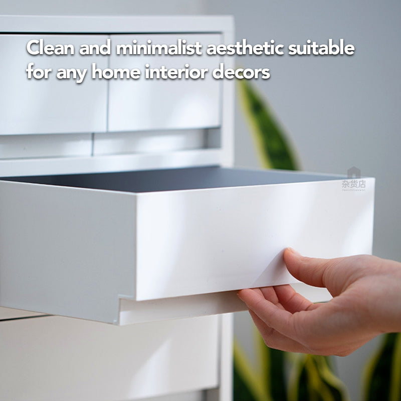 Shimoyama Matte White Minimalist Tiered Pedestal Drawer