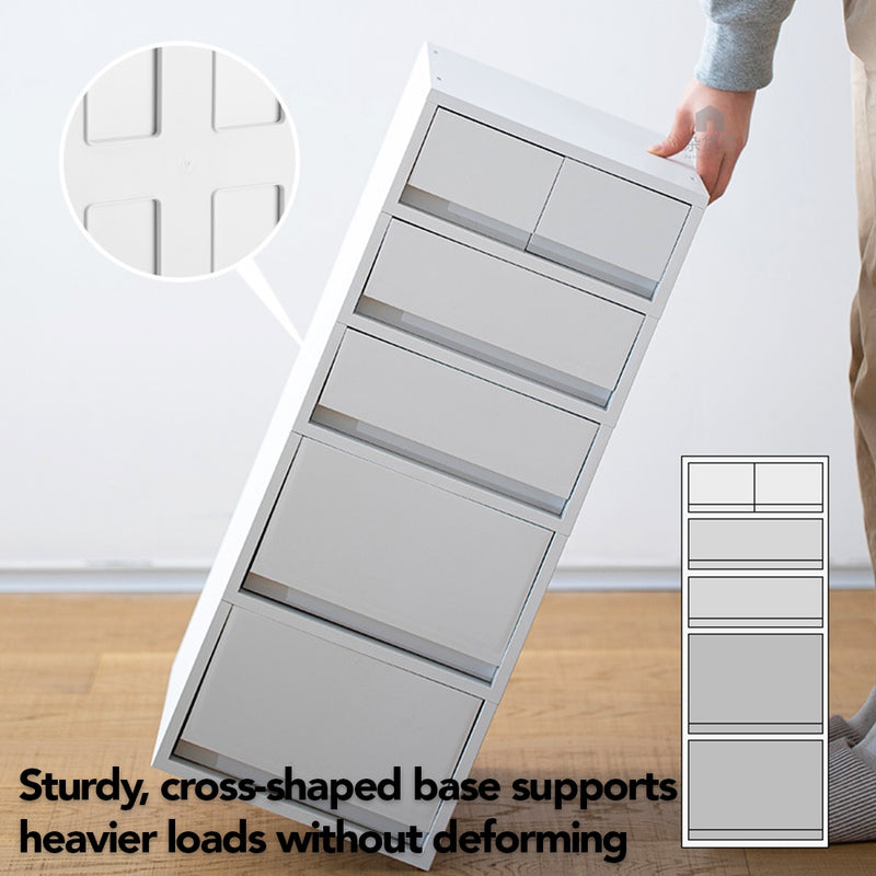 Shimoyama Matte White Minimalist Tiered Pedestal Drawer