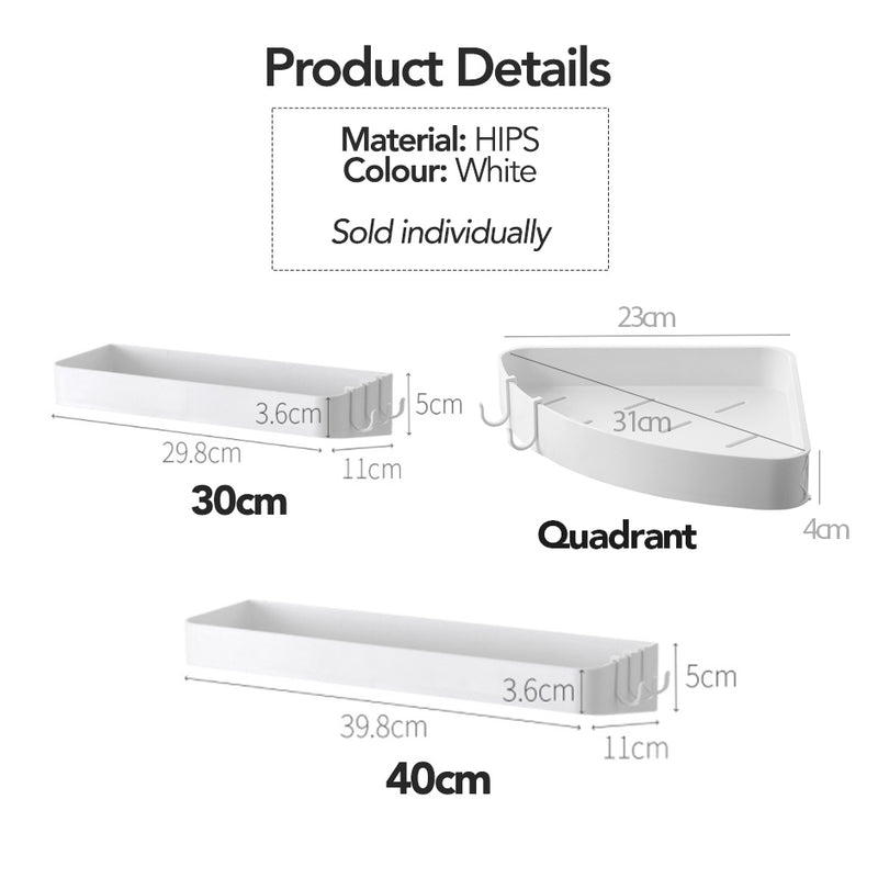 No-drill Bathroom Toiletries Rack with Hooks