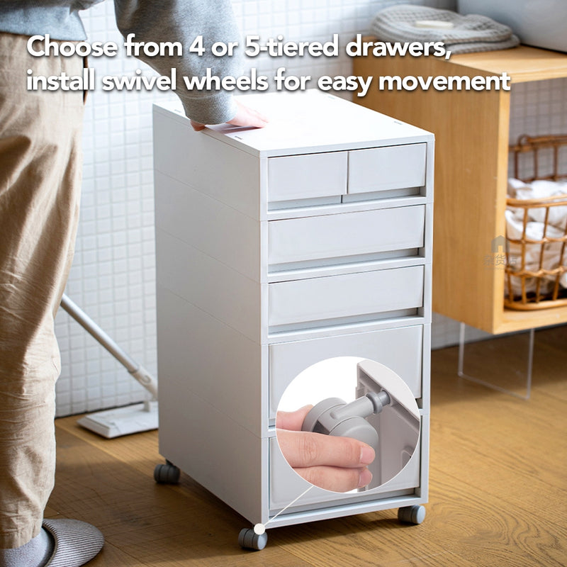 Shimoyama Matte White Minimalist Tiered Pedestal Drawer