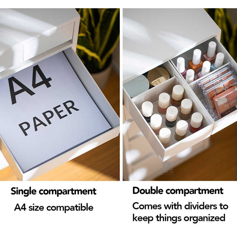 Shimoyama Matte White Minimalist Tiered Pedestal Drawer