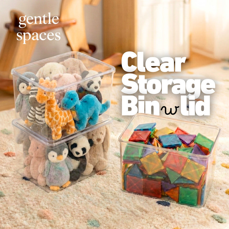 Gentle Spaces ClearStack High Clarity Multipurpose Storage Bins with Lid