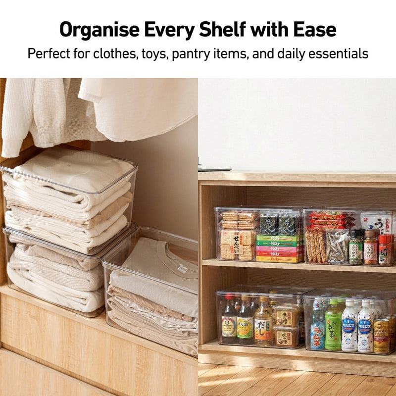 Gentle Spaces ClearStack High Clarity Multipurpose Storage Bins with Lid