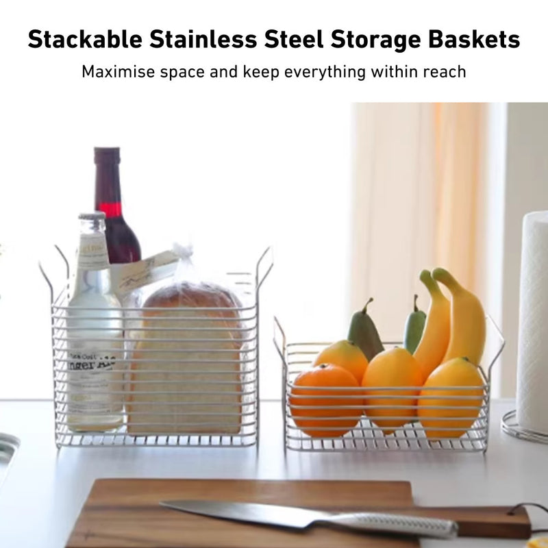 304 Stainless Steel Square Stackable Storage Basket