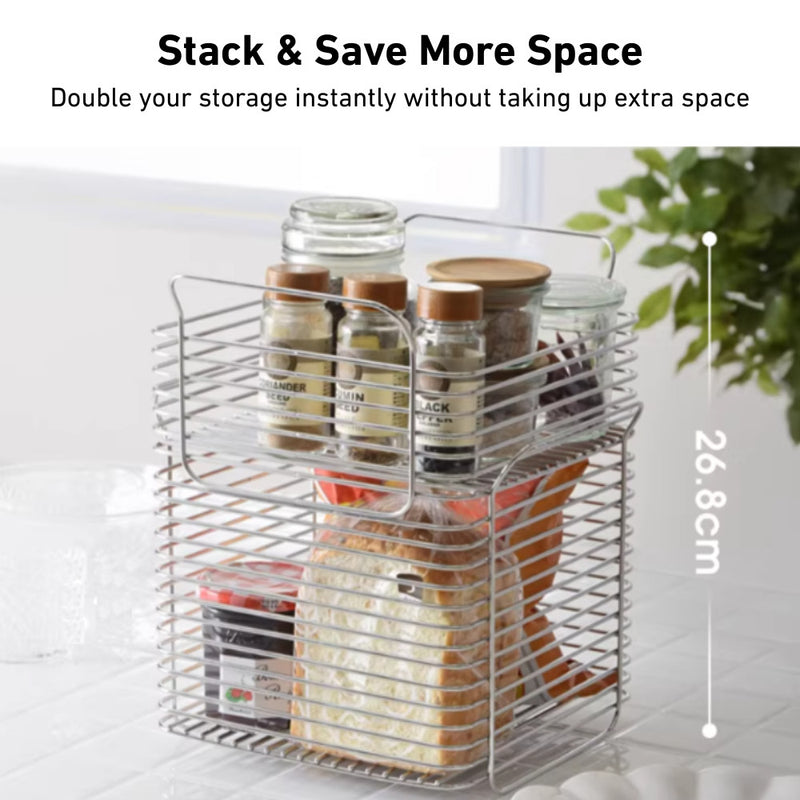 304 Stainless Steel Square Stackable Storage Basket