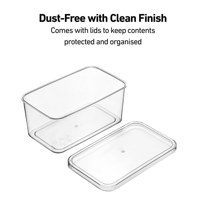 Gentle Spaces ClearStack High Clarity Multipurpose Storage Bins with Lid