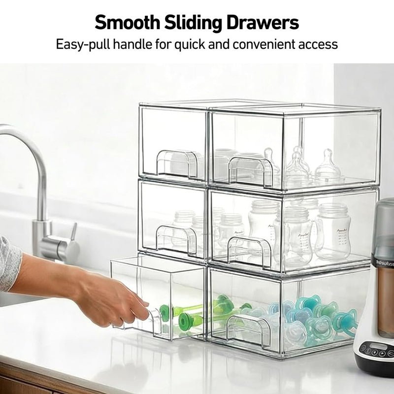 Clear Stacking Tabletop Modular Drawers for Skincare Cosmetics Supplements Teabags & More