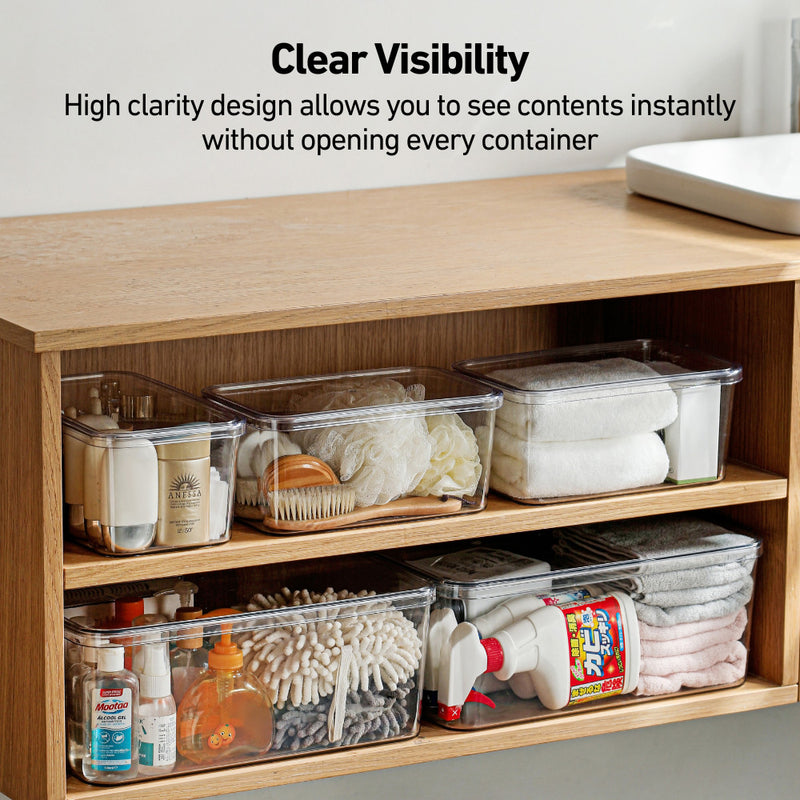 Gentle Spaces ClearStack High Clarity Multipurpose Storage Bins with Lid