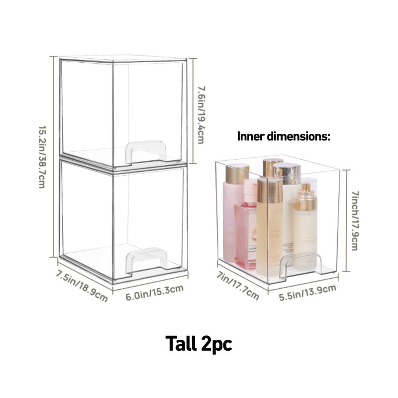 Clear Stacking Tabletop Modular Drawers for Skincare Cosmetics Supplements Teabags & More