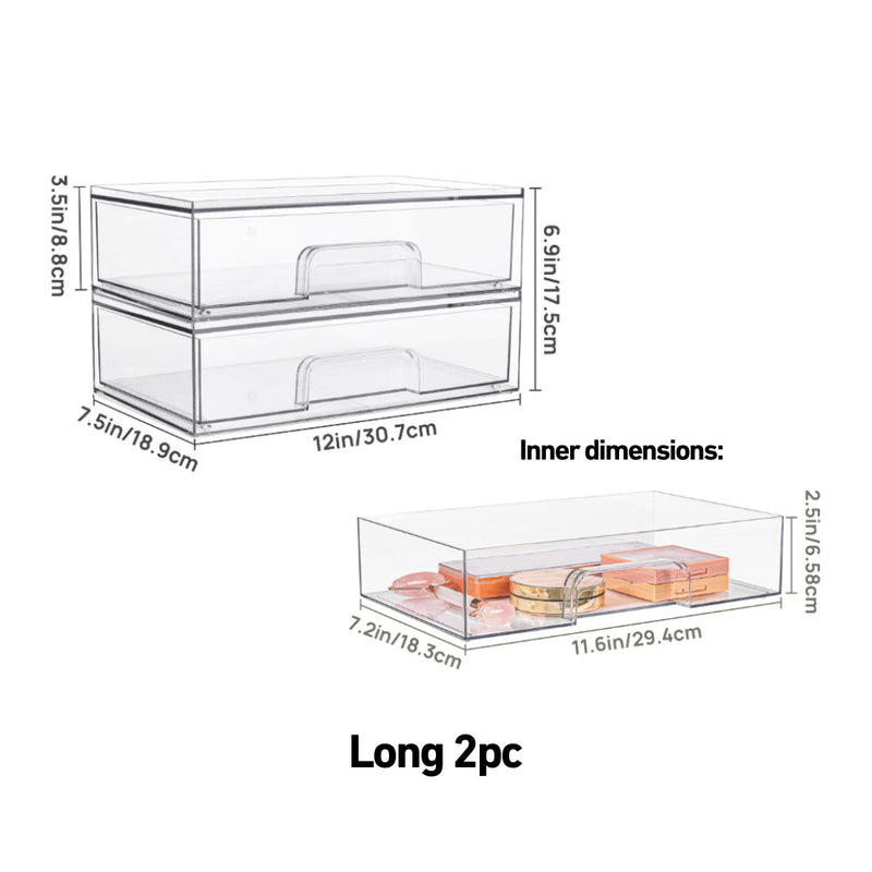 Clear Stacking Tabletop Modular Drawers for Skincare Cosmetics Supplements Teabags & More