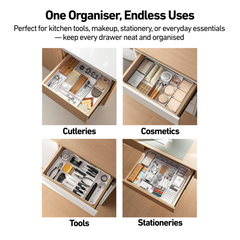 Multi Way Cutleries Stationeries Cometics Organiser for Shallow Drawers