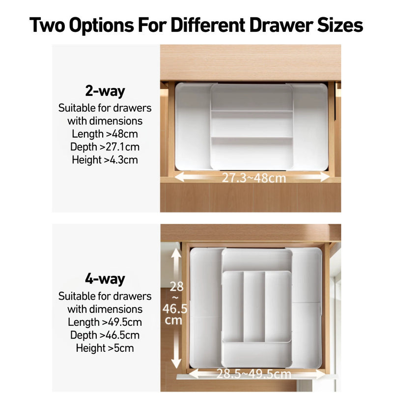 Multi Way Cutleries Stationeries Cometics Organiser for Shallow Drawers