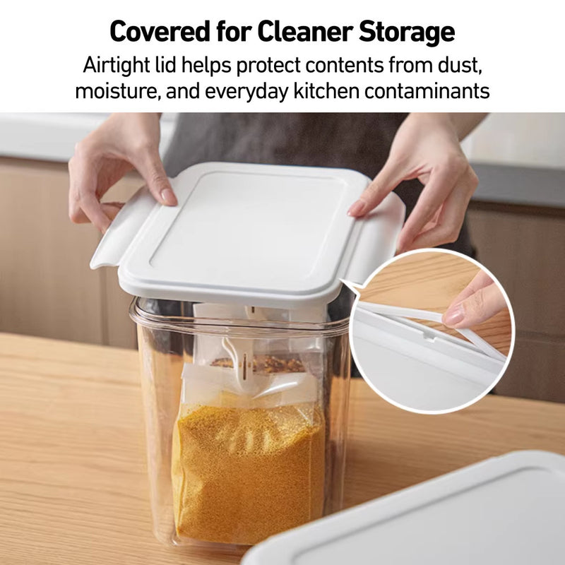 Food-Safe Clear Airtight Pantry Storage Box with Front Handle