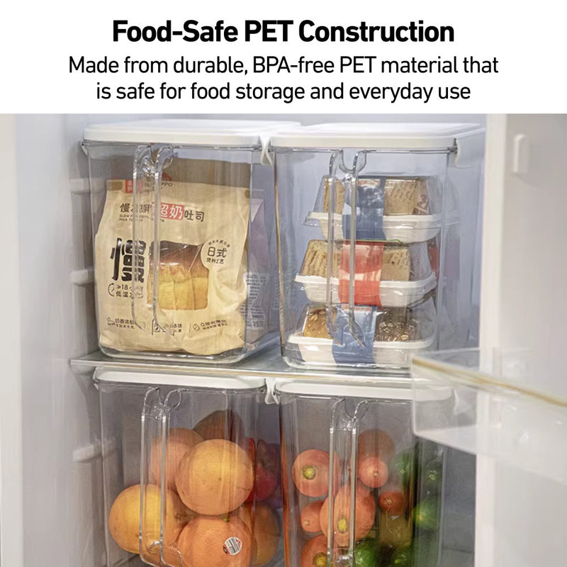 Food-Safe Clear Airtight Pantry Storage Box with Front Handle