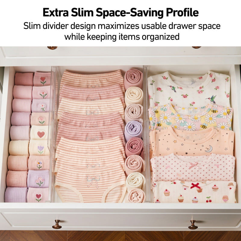 Clear Extendable Drawer Dividers for Easy Compartmentalisation