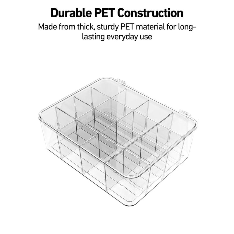 Adjustable Compartmentalised Clear Organiser with Flip Lid