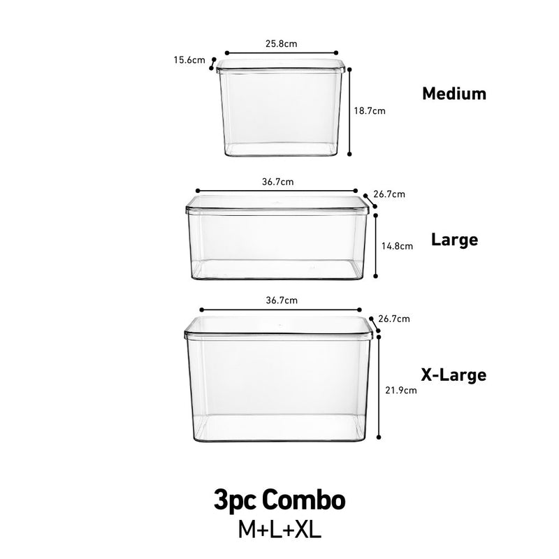 Gentle Spaces ClearStack High Clarity Multipurpose Storage Bins with Lid