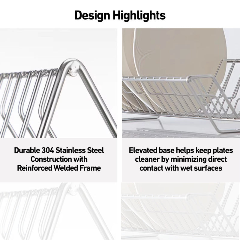 304 Stainless Steel Dish & Bowl Drainer Rack and Holder (for diameter 5–28cm)