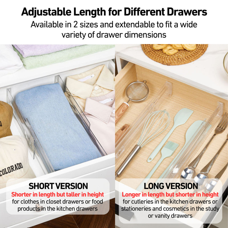 Clear Extendable Drawer Dividers for Easy Compartmentalisation