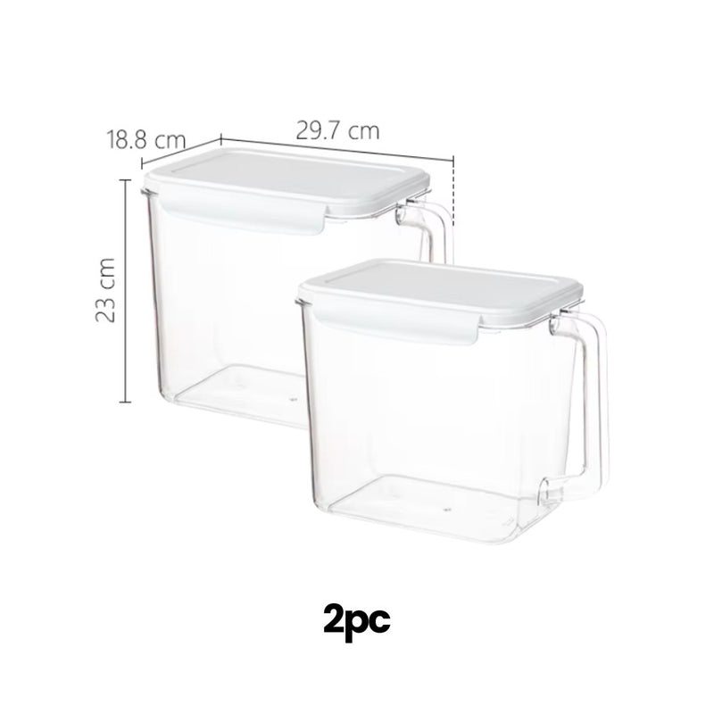 Food-Safe Clear Airtight Pantry Storage Box with Front Handle