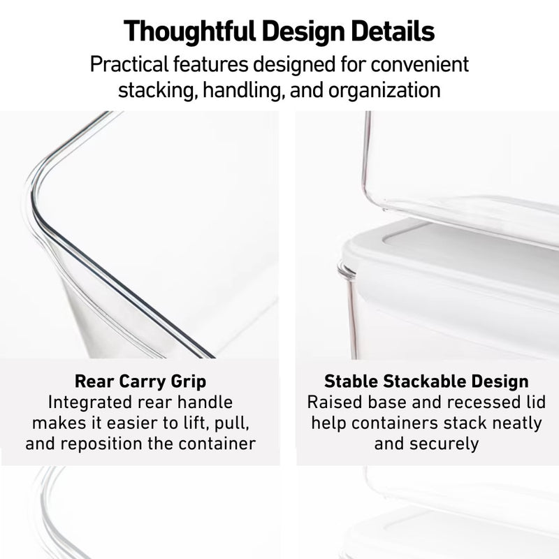 Food-Safe Clear Airtight Pantry Storage Box with Front Handle