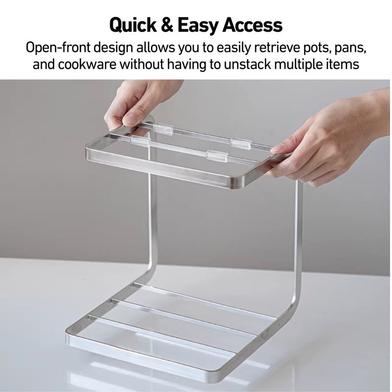 Dual-Tier Metal Kitchen Countertop Pots & Pans Storage Rack