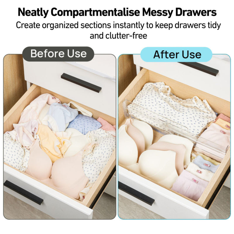 Clear Extendable Drawer Dividers for Easy Compartmentalisation