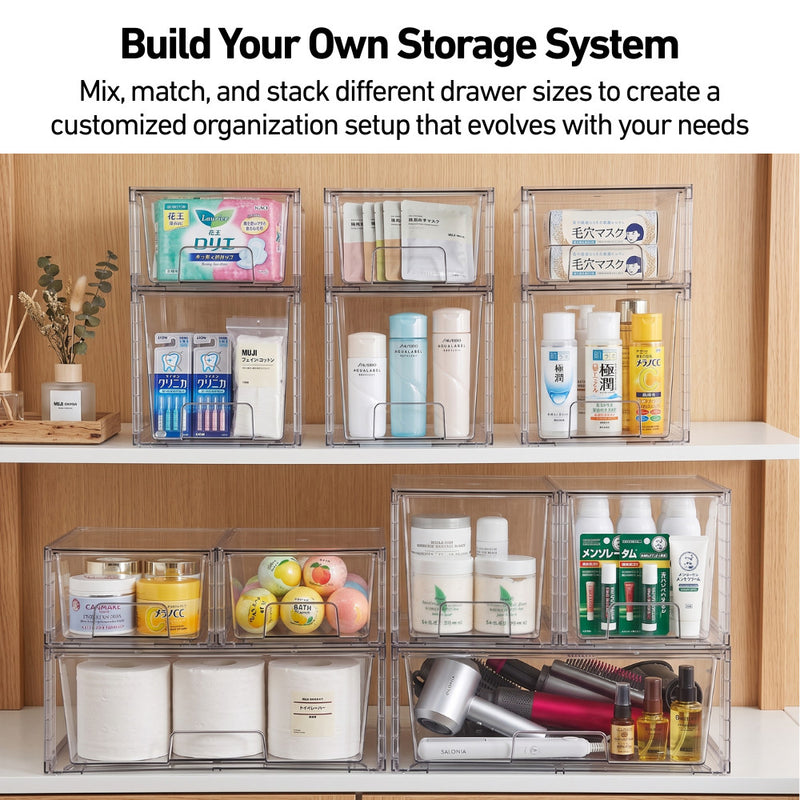 Clear Stackable Multipurpose Modular Drawers in 4 sizes