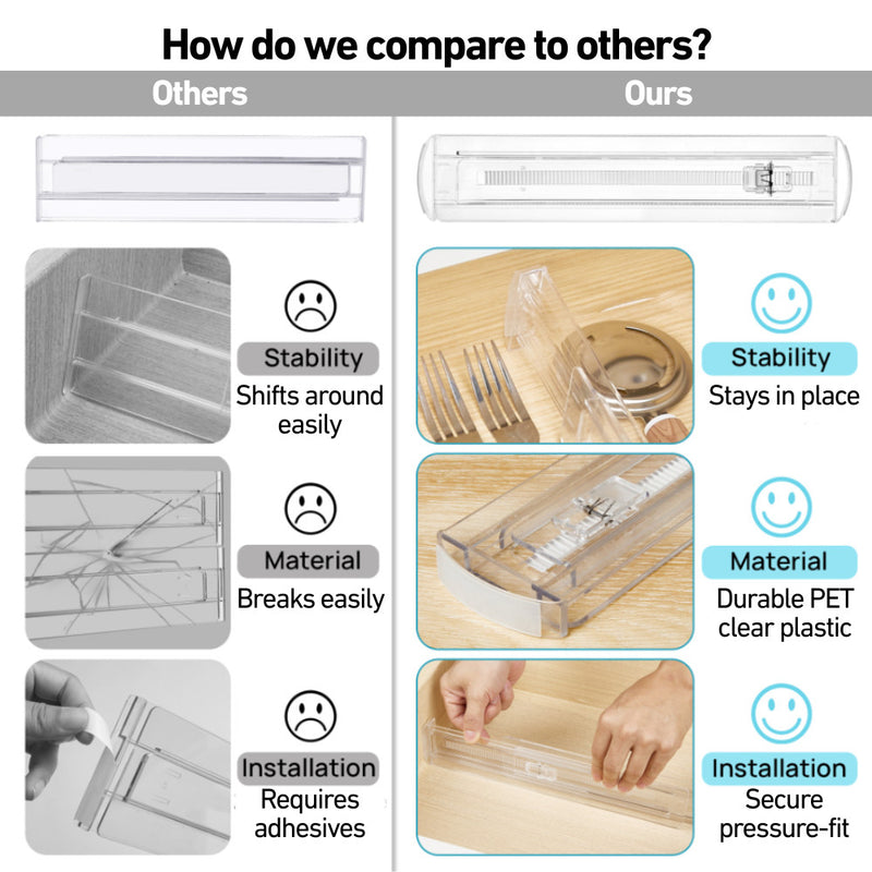 Clear Extendable Drawer Dividers for Easy Compartmentalisation