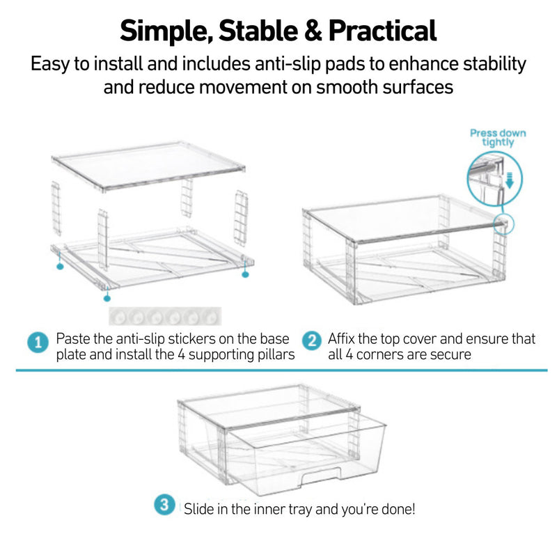 Clear Stackable Multipurpose Modular Drawers in 4 sizes