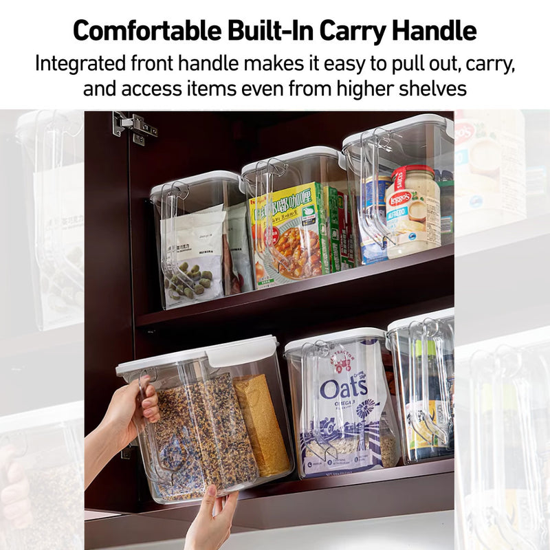 Food-Safe Clear Airtight Pantry Storage Box with Front Handle