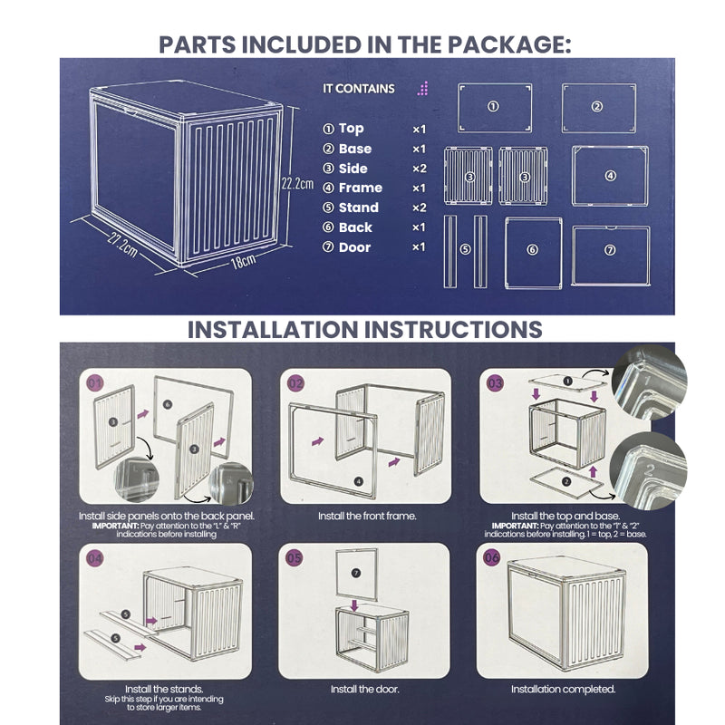 Clear Magnetic Display Case & Storage Box for Figurines and Collectibles, Hand Bags, Cosmetics, Perfumes & More
