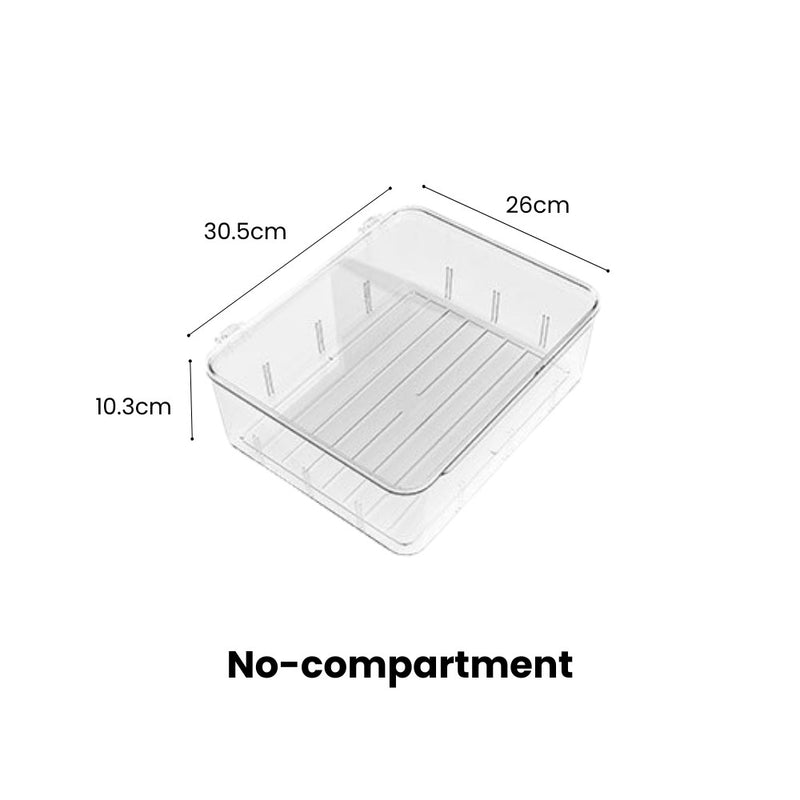 Adjustable Compartmentalised Clear Organiser with Flip Lid