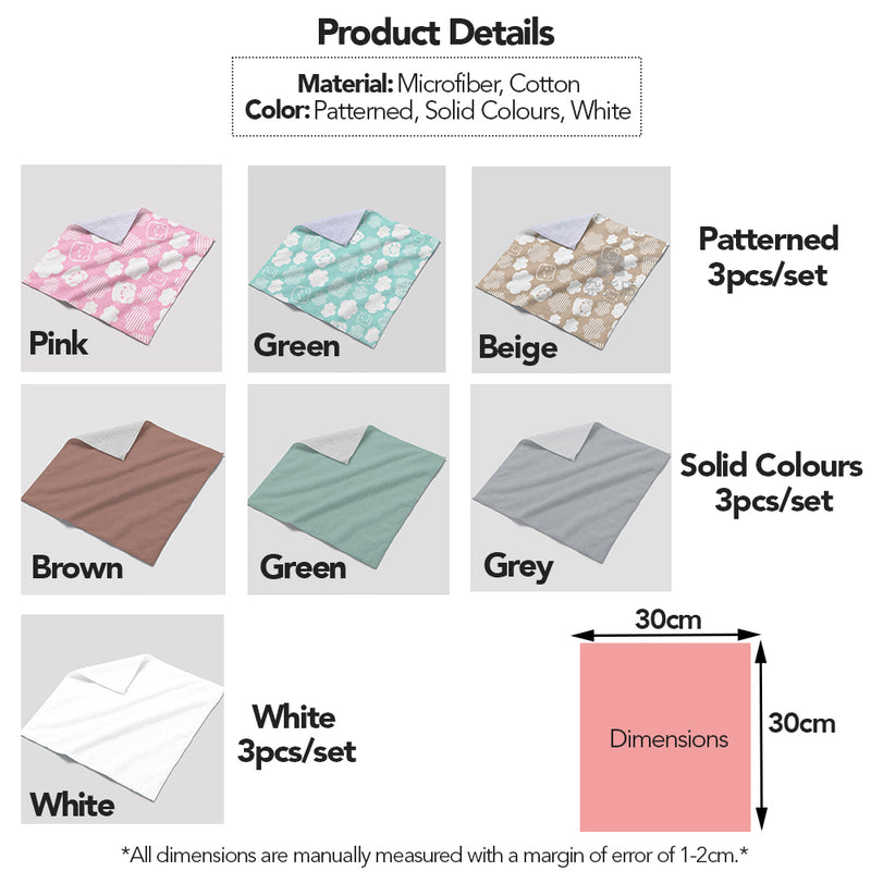 (Set of 3) Soft Water Absorbent Microfiber Hand Towels