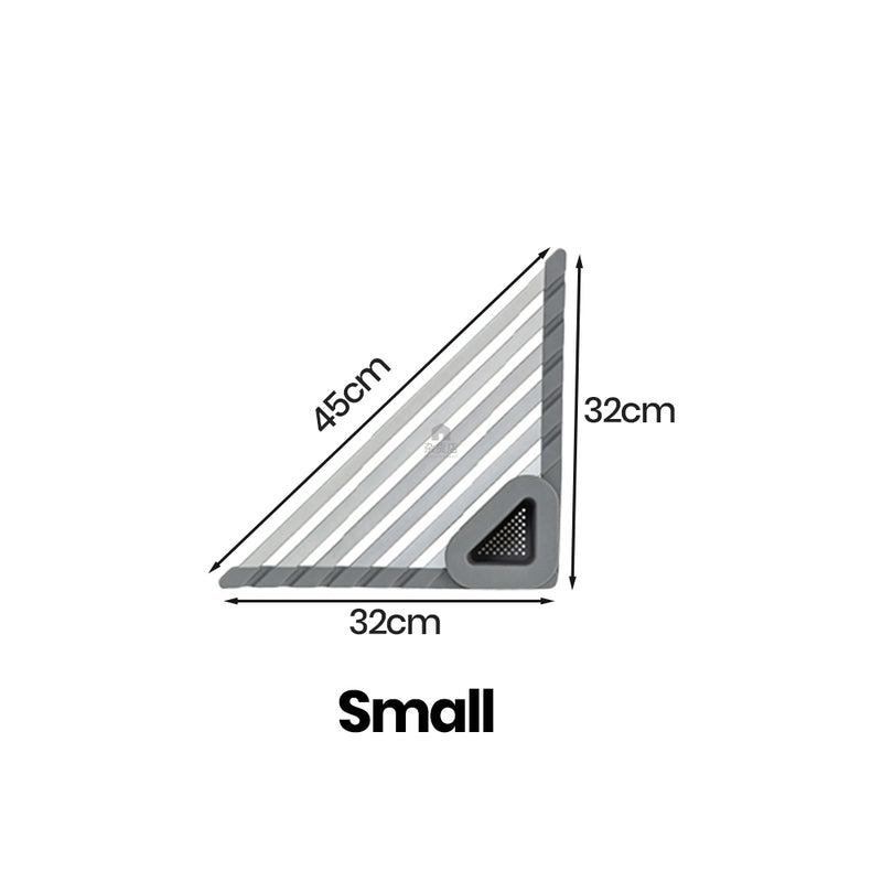 Rust-free Aluminium Foldable Corner Drainage Rack with Silicone Support